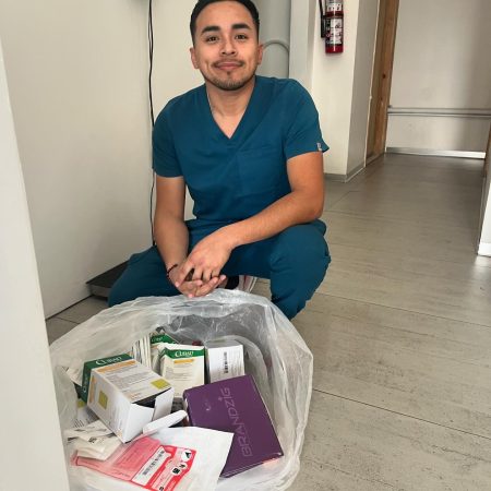 Donated medical supplies to help with spay and neuter campaign and Brandon of New Vet Hospital